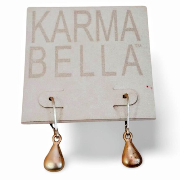 Demure Karma Bella Drop Silver Tone Teardrop Pear Charm 1" Dangle Earrings JW152 - Picture 1 of 5